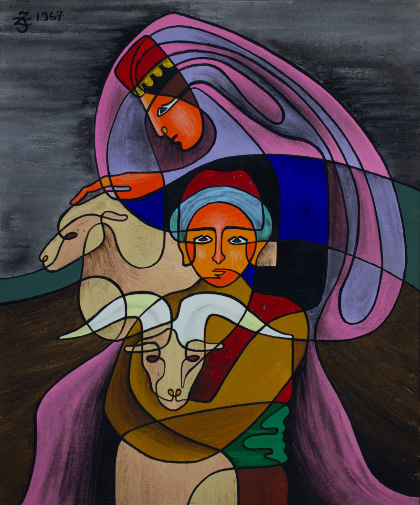 Sheep for Sacrifice-II (boy & girl)- Zetun Jebor Cosmic Painting