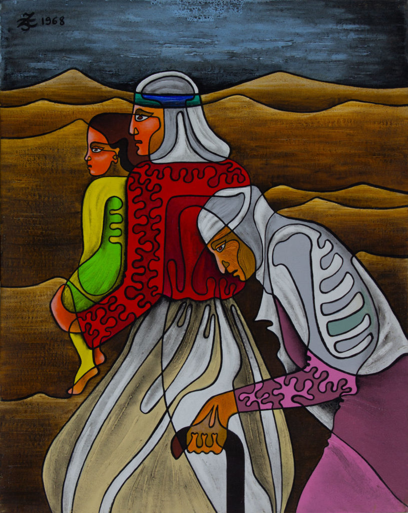 Refugees IV (the uprooted-3 generations)- Zetun Jebor Cosmic Painting