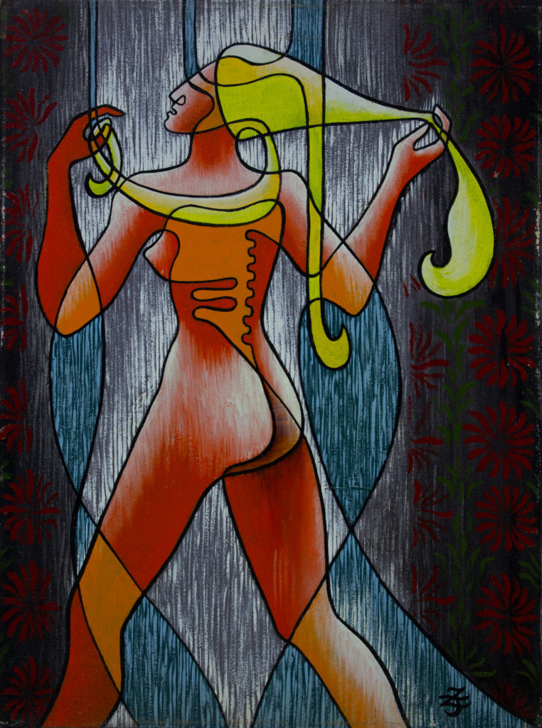 Under the Shower_I (standing nude)- Zetun Jebor Cosmic Painting