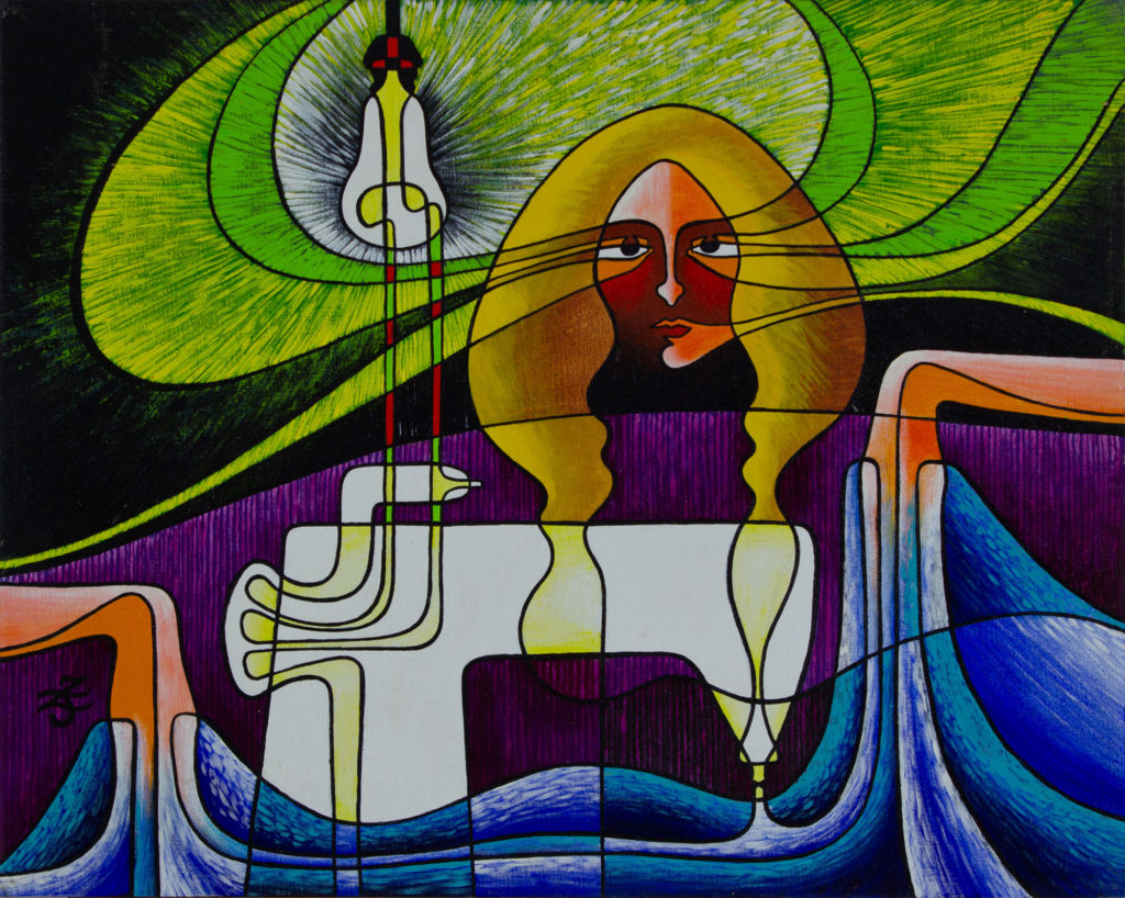 Zetun Jebor Cosmic Painting- Sewing Machine (with Blonde)