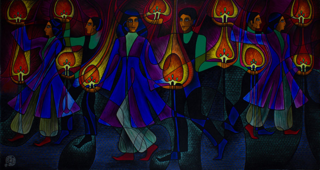 Zetun Jebor Cosmic Painting- Kurdish Candle Dance