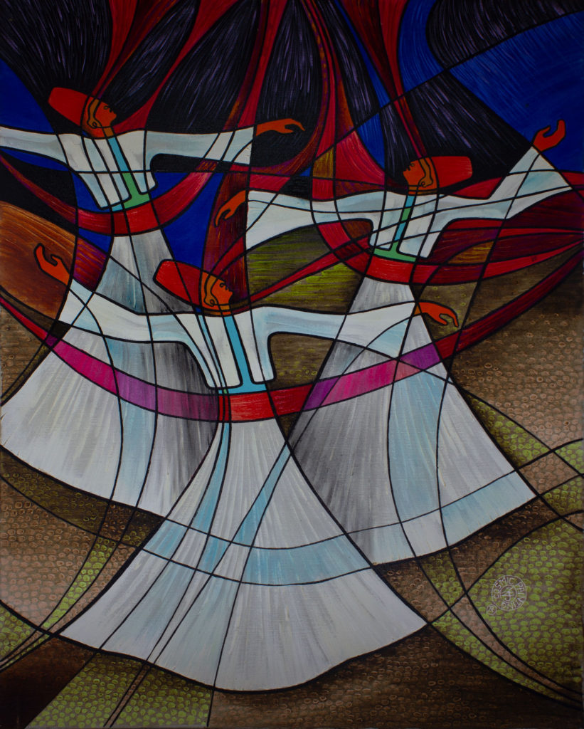 Zetun Jebor Cosmic Painting- Turned on (3 whirling dervishes) dance of ecstasy