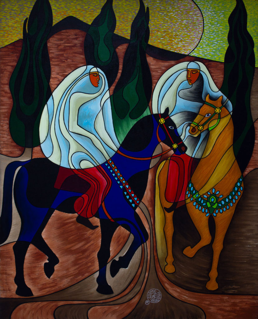 Zetun Jebor Cosmic Painting- Anatolian Women on Horseback