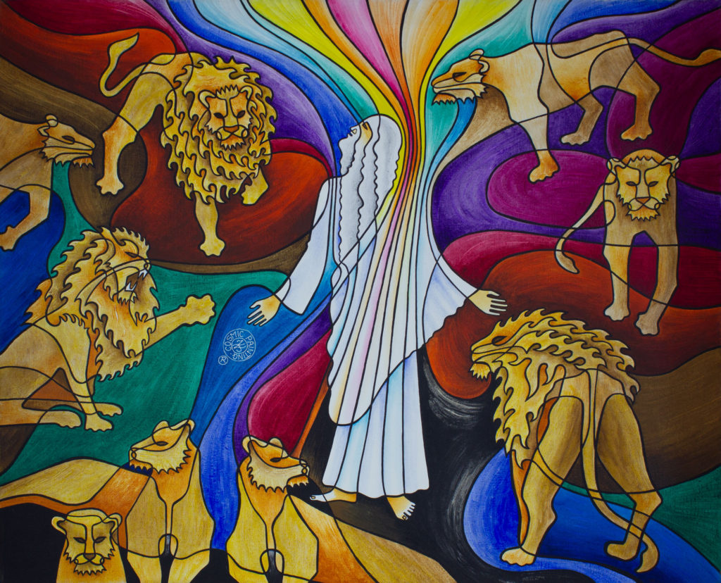 Zetun Jebor Cosmic Painting- Daniel among the Lions