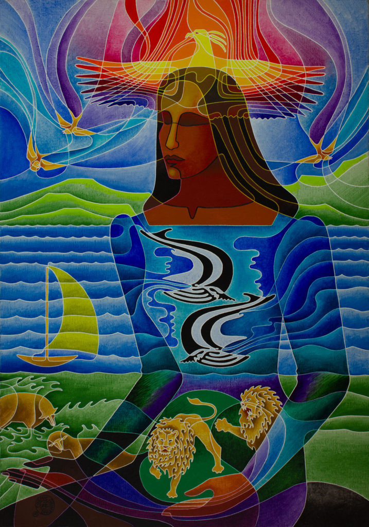 Zetun Jebor Cosmic Painting- Taming the Birds, Fishes & Beasts